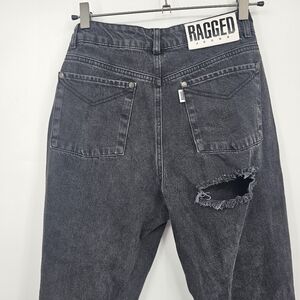 Ragged Jeans Women’s Black High Rise Mom Jeans Size 28 Distressed Back Hole
